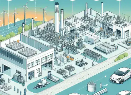 "Imagen de un ingeniero español sosteniendo una batería reciclable para coches eléctricos, destacando la innovación en sostenibilidad y tecnología automotriz"