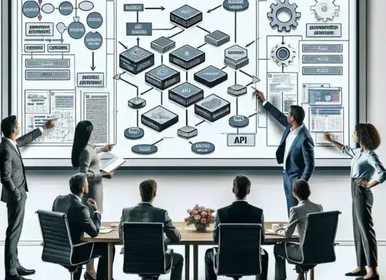 "Infografía sobre soluciones de gobernanza para arquitecturas orientadas a APIs, destacando estrategias clave y ventajas para la gestión empresarial"